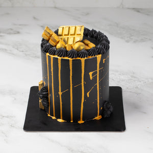 
                  
                    Load image into Gallery viewer, Luxury Chocolate Cake with Golden Chocolates (Express Delivery in 24 Hours)
                  
                