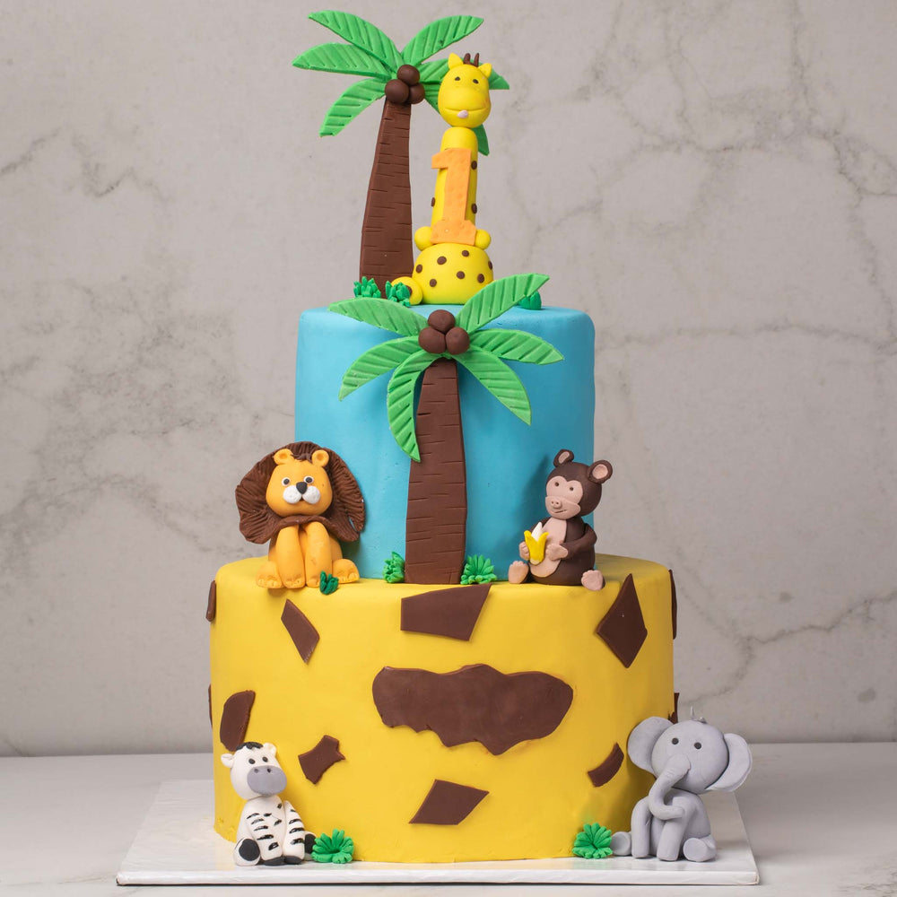 Animals Theme Fondant Cake (Delivery in 48 Hours Available)